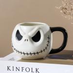 Halloween Skull Cup With Handle Lidless Ceramic Cup Funny Water Mocha Cup 600ML