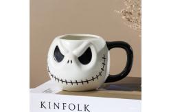 China Halloween Skull Cup With Handle Lidless Ceramic Cup Funny Water Mocha Cup 600ML supplier