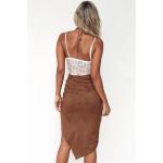 Two piece of dress lace top and suede imitate skirt women summer sets