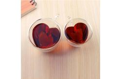 China ISO9001 Transparent Glass Custom Drinking Cups Gift Heart Shaped 200ml-300ml supplier