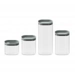 Striped Borosilicate Glass Canister Stackable Glass Jars With Glass Lid Customized Color for sale