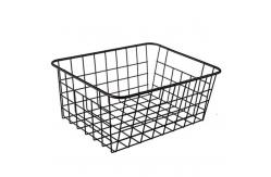 China Home Snacks Rectangle Small Wire Storage Basket Black Silver White supplier