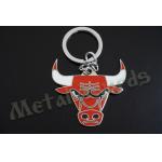 Bull Logo 2D Promotional Products Keychains , Travel Key Chain Shiny Silver Plating for sale