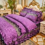 4 Pcs Winter Bed Spreads Cover Skirt Set with Embroidery of 100% Polyester Material for sale
