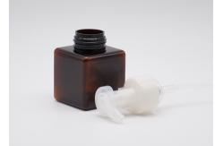 China Empty 250ml Square Plastic Lotion Bottle Transparent Amber Lotion Bottle supplier