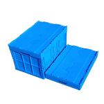 600*400*368 Mm Logistics Collapsible Plastic Box Attached Lids Blue Color for sale