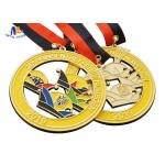 Custom Carnival Bespoke Medals Shiny Brass Plating Soft Enamel With 2 Eyes