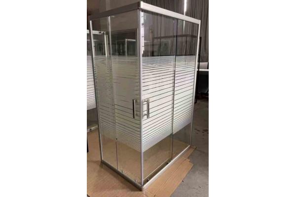 5/6mm White Stripes Glass Square Shower Enclosures with Alum White Frame