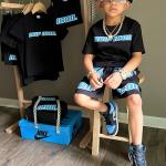 Heavyweight Kids 2 Piece Shorts Set Screen Printing Tee And Short Set for sale