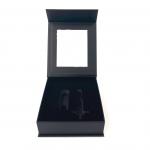 Custom Black Solid Magnetic Gift Box Packaging With Clear Window Foam Insert for sale