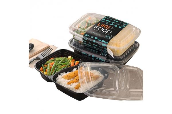 Lightweight 2 Compartment Plastic Takeaway Containers