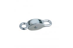 China 30mm Zinc Alloy Diecast Fixed Style Nylon Sheave Pulley With Double Ended Eye supplier