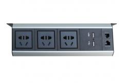 China Universal Under Desk Power Strip Outlet With 2*USB Charger / 1*LAN supplier