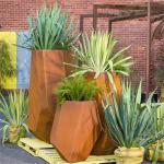 Rectangular Flower Pot Garden Metal Ornaments Corten Plant Pots 1000mm Long for sale