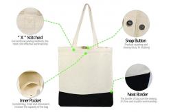 China 15oz Snap Button X Stitched Canvas Cotton Tote Bag supplier