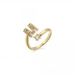 Trendy gold plated letter ring