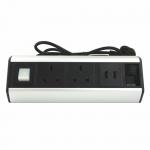 Desktop Rack Mount Power Strip , Desk Mounted Power Sockets Electroplate Surface Treated