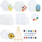 Hexagon Round Rectangle Shape Canvas Painting Sets With Palettes Easels Sponges for sale