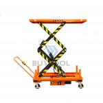 1000kg 2000mm Small Electric Scissor Lift Table Platform Orange for sale