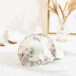 Six Panels Metal Patch Curve Brim Baseball Cap Floral Pattern