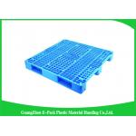 Ventilated Plastic Skids Pallets Single Faced , Euro Blue Plastic Pallets Ventilated Deck