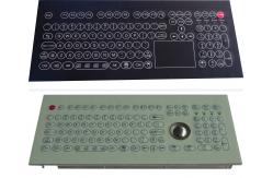China Flat scrachproof industrial membrane keyboard with trackball and functional keys supplier