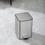 Sustainable Silver Stainless Steel Rectangle Defender Series Waste Bin Trash Bin with Soft Close Bathroom Pedal Trash Can for sale