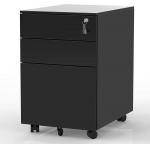 3 Drawer Black Mobile Metal File Cabinet With Anti-Tilt Mechanism