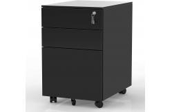 China 3 Drawer Black Mobile Metal File Cabinet With Anti-Tilt Mechanism supplier
