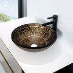 Brown Tempered Glass Sink Vanity Round 45mm 12mm Bathroom Countertop for sale