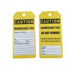 PVC Caution Barricade Tag Do Not Remove 6X3 Plastic Hang Tag Box Of 100 Black Yellow for sale