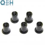 QBH Carbon Steel Black Rivet Nuts with Flat Head Knurled Body