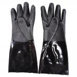 China Triple Dipped PVC Chemical Safety Gloves Black Textured Grip Cotton Lined Sandy Finish Work Gloves manufacturer