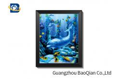 China High Definition 3D 5D Lenticular Dolphin Pictures With Black PS Frame supplier