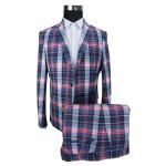Mens 2 Piece Mens Tailored Fit Suits Blue Check Autumn Winter Season for sale