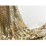 Soft Flexible 3mm Metal Sequin Mesh Gold Aluminum Haute Garments Fabric for sale