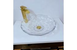 China Shinning Glass Wash Basin Transparent Faceted Shape Bathroom Sink Basin supplier