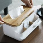 Removable White Plastic Tissue Box Cover PS Rubber Wood for sale