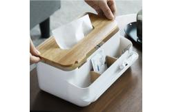 China Removable White Plastic Tissue Box Cover PS Rubber Wood supplier