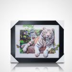 3D lenticular painting poster PET 30*40cm 5D lenticular poster tigers 3D painting with black frame for home decoration for sale