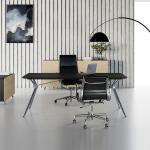Black Luxury Executive Office Desks OEM Wooden Thickness 25mm