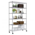 6 Tier Stainless Steel Rack For Dorms Storage / Mobile Wire Shelving Cart for sale