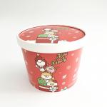 Recycled Ice Cream Paper Bucket With Lid 64oz Single Wall Custom Printed for sale