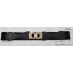 Black PU / Elastic Womens Stretch Belts With Square Gold Zinc Alloy Buckle for sale