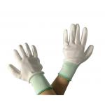 White Polyurethane Palm Coated Anti Static Gloves Seamless Polyester Liner Glove for sale