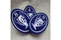 China Oval Shape Personalised Embroidered Patches Ball Uniform Plush Monochrome Flocking Heat Transfer supplier