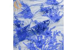 China Blue Wedding Lace Fabrics MDX Elegant Flower Pattern 135cm Width supplier