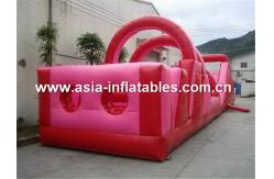 China Backyard Inflatable Pink Obstacle Challenges Course For Children Amusement supplier