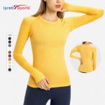 China 10 Colors Long Sleeves Seamless Tummy Control Womens Gym T Shirts for sale