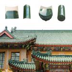 Temple Roofing Durable Ancient Ceramic Green Roof Tiles Compressive Strength Of 1500N for sale